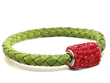 Braccialetto Intreccio Olive Chiusura Magnetica Cristalli Rosso