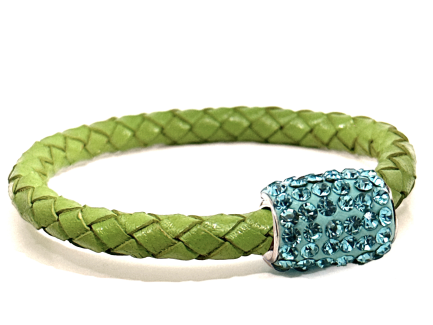 Braccialetto Intreccio Olive Chiusura Magnetica Cristalli Turchese