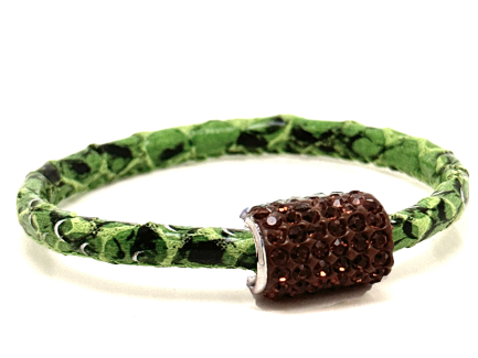 Braccialetto Snake Green Chiusura Magnetica Cristalli Marrone