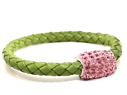 Braccialetto Intreccio Olive Chiusura Magnetica Cristalli Rosa