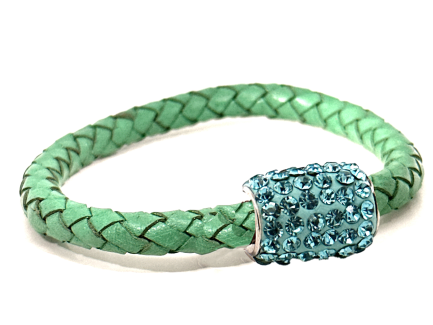 Braccialetto Intreccio Grass Chiusura Magnetica Cristalli Turchese
