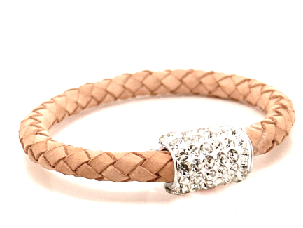 Braccialetto Intreccio Cookie Chiusura Magnetica Cristalli Bianco