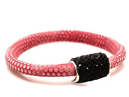 Braccialetto Snake Pink Chiusura Magnetica Cristalli Nero