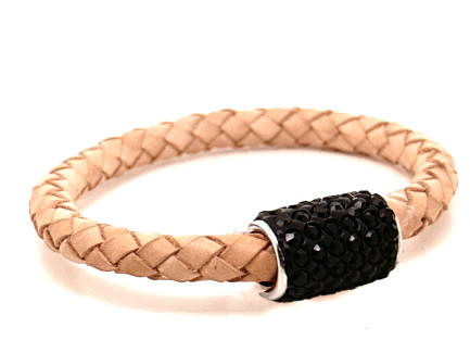 Braccialetto Intreccio Cookie Chiusura Magnetica Cristalli Nero