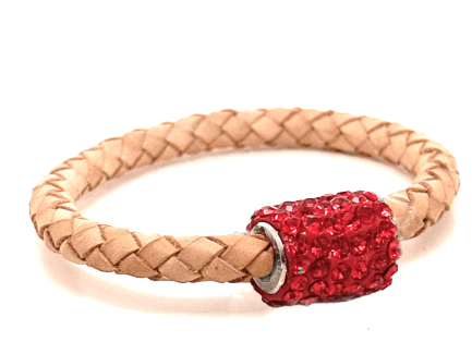 Braccialetto Intreccio Cookie Chiusura Magnetica Cristalli Rosso