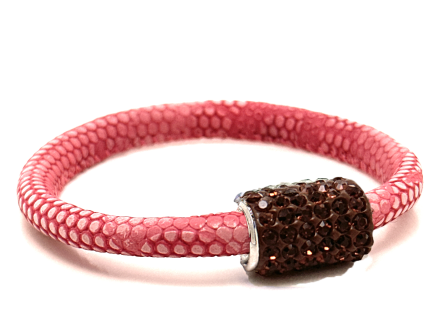 Braccialetto Snake Pink Chiusura Magnetica Cristalli Marrone