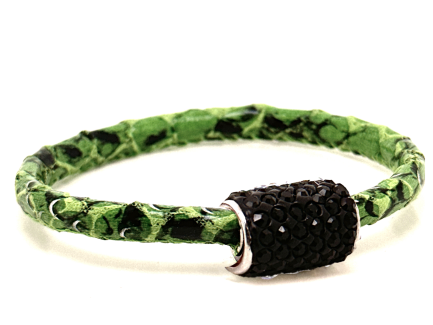 Braccialetto Snake Green Chiusura Magnetica Cristalli Nero