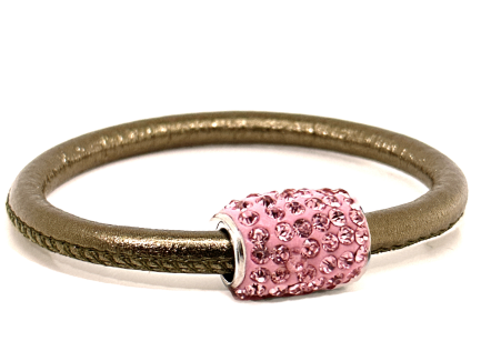 Braccialetto Party Bronze Chiusura Magnetica Cristalli Rosa