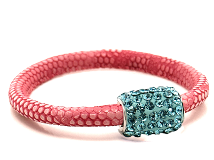 Braccialetto Snake Pink Chiusura Magnetica Cristalli Turchese