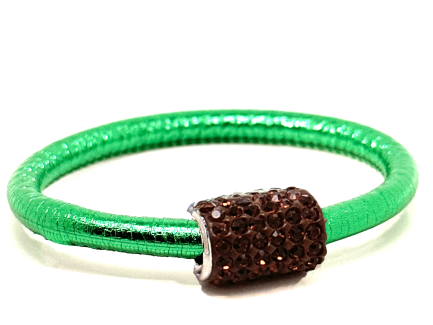 Braccialetto Party Green Chiusura Magnetica Cristalli Marrone