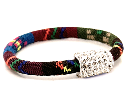 Braccialetto Kilim Autumn Chiusura Magnetica Cristalli Bianco