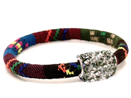 Braccialetto Kilim Autumn Chiusura Magnetica Cristalli Grigio Perla