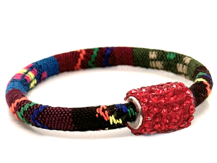 Braccialetto Kilim Autumn Chiusura Magnetica Cristalli Rosso