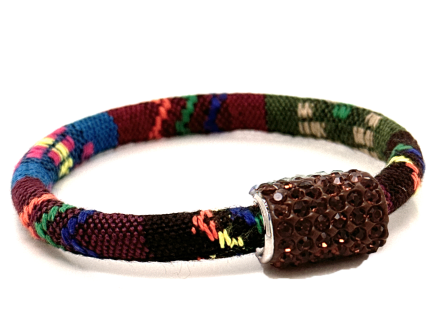 Braccialetto Kilim Autumn Chiusura Magnetica Cristalli Marrone