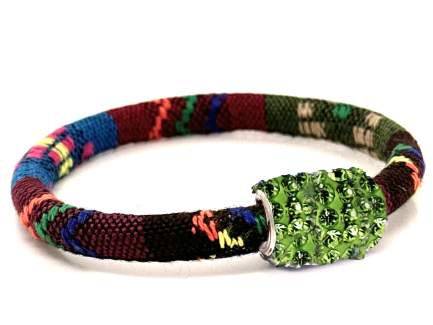 Braccialetto Kilim Autumn Chiusura Magnetica Cristalli Verde Chiaro