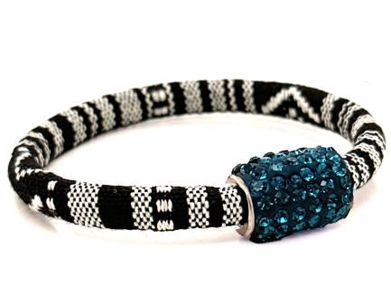 Braccialetto Kilim Black & White Chiusura Magnetica Cristalli Ottanium