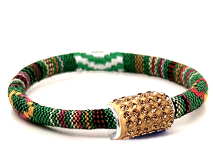 Braccialetto Kilim Green Chiusura Magnetica Cristalli Oro