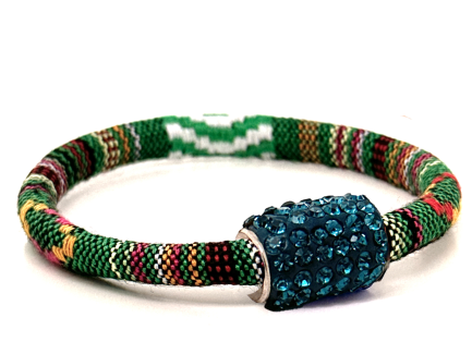 Braccialetto Kilim Green Chiusura Magnetica Cristalli Ottanium