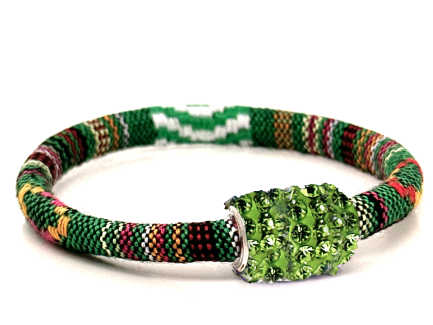 Braccialetto Kilim Green Chiusura Magnetica Cristalli Verde Chiaro