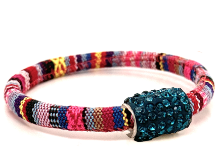 Pink Kilim Bracelet Magnetic Closure Ottanium Crystals