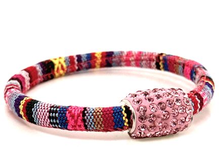Pink Kilim Bracelet Magnetic Closure Pink Crystals