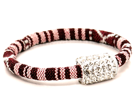 Braccialetto Kilim Purple Chiusura Magnetica Cristalli Bianco