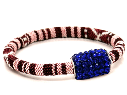 Braccialetto Kilim Purple Chiusura Magnetica Cristalli Blu