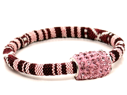 Braccialetto Kilim Purple Chiusura Magnetica Cristalli Rosa