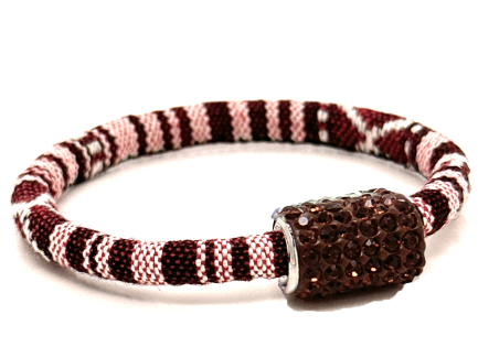 Braccialetto Kilim Purple Chiusura Magnetica Cristalli Marrone