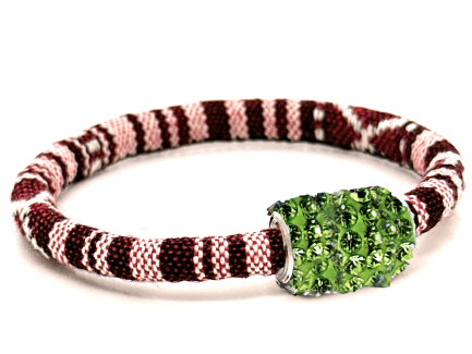 Braccialetto Kilim Purple Chiusura Magnetica Cristalli Verde Chiaro