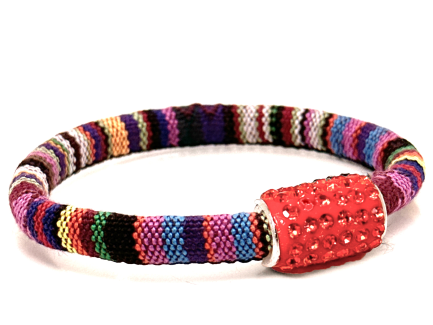 Braccialetto Kilim Rainbow Chiusura Magnetica Cristalli Arancione