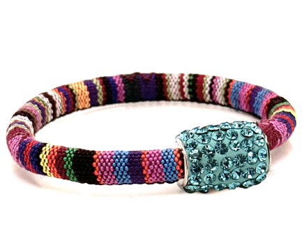 Braccialetto Kilim Rainbow Chiusura Magnetica Cristalli Turchese