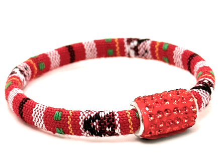 Braccialetto Kilim Red Chiusura Magnetica Cristalli Arancione