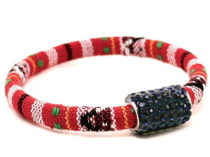 Braccialetto Kilim Red Chiusura Magnetica Cristalli Blu Notte