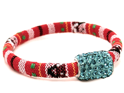 Braccialetto Kilim Red Chiusura Magnetica Cristalli Turchese