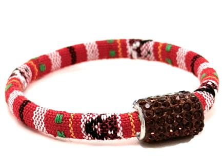 Braccialetto Kilim Red Chiusura Magnetica Cristalli Marrone