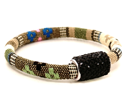 Braccialetto Kilim Sand Chiusura Magnetica Cristalli Nero