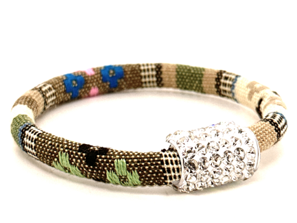 Braccialetto Kilim Sand Chiusura Magnetica Cristalli Bianco