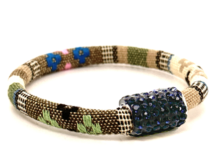 Braccialetto Kilim Sand Chiusura Magnetica Cristalli Blu Notte