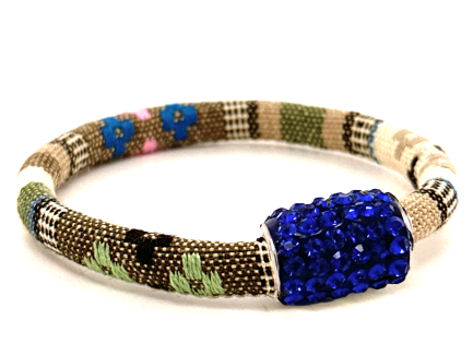 Braccialetto Kilim Sand Chiusura Magnetica Cristalli Blu