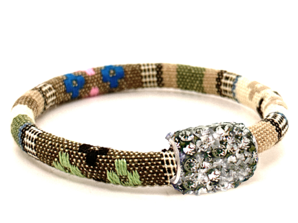 Braccialetto Kilim Sand Chiusura Magnetica Cristalli Grigio Perla