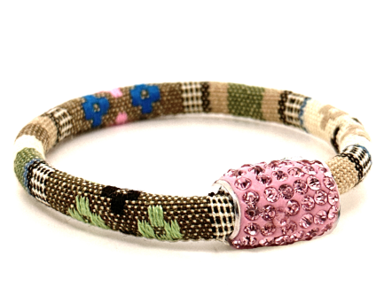 Braccialetto Kilim Sand Chiusura Magnetica Cristalli Rosa