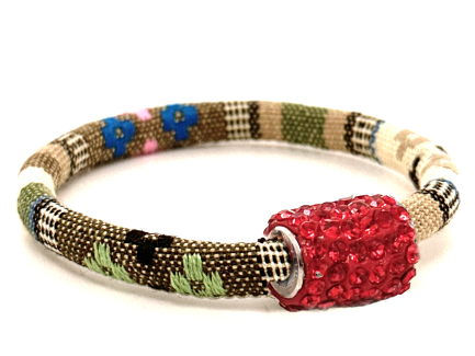Braccialetto Kilim Sand Chiusura Magnetica Cristalli Rosso