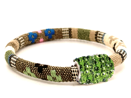 Braccialetto Kilim Sand Chiusura Magnetica Cristalli Verde Chiaro