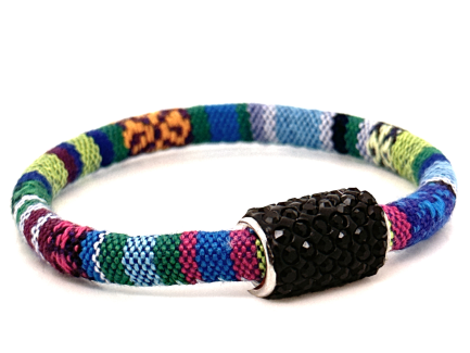 Braccialetto Kilim Spring Chiusura Magnetica Cristalli Nero