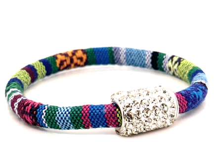 Braccialetto Kilim Spring Chiusura Magnetica Cristalli Bianco