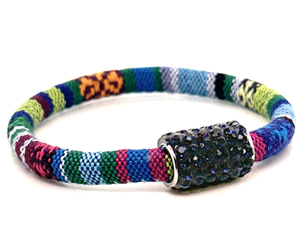 Braccialetto Kilim Spring Chiusura Magnetica Cristalli Blu Notte