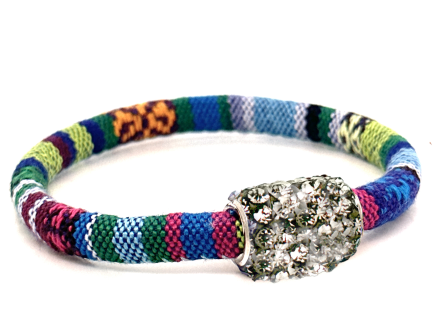 Braccialetto Kilim Spring Chiusura Magnetica Cristalli Grigio Perla