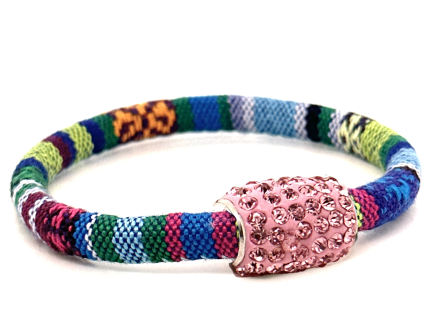 Braccialetto Kilim Spring Chiusura Magnetica Cristalli Rosa