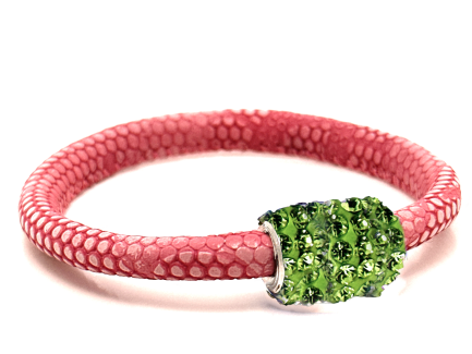 Braccialetto Snake Pink Chiusura Magnetica Cristalli Verde Chiaro